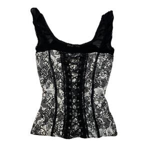Y2K Black and white bustier corset top